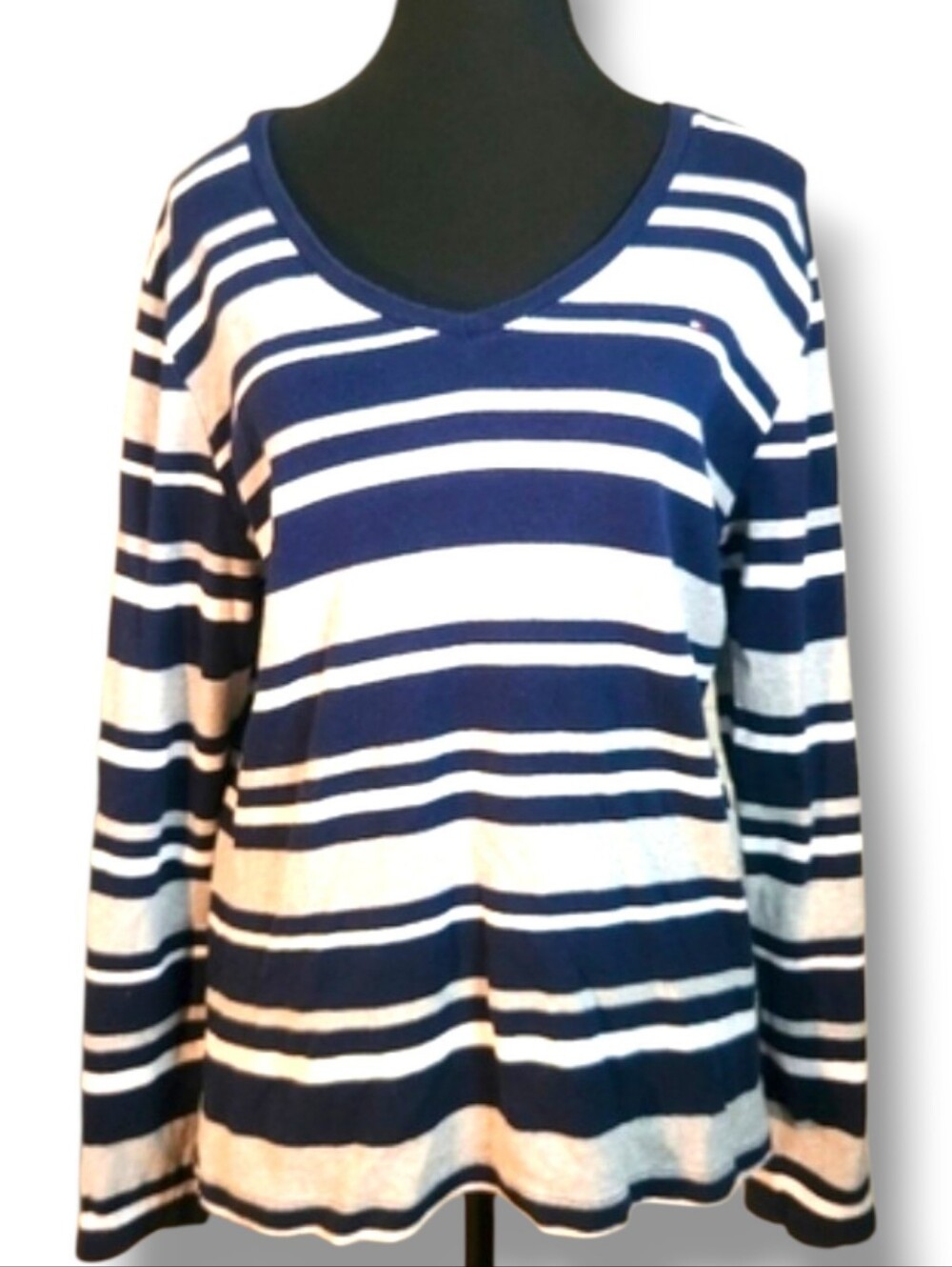 Striped Long‑Sleeve Top XL Tommy Hilfiger Nautical Preppy Coastal Casual Cotton